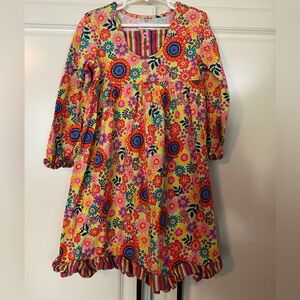 Hanna Anderson Skater Dress, Size 110, 100% cotton, very floral vibrant colors